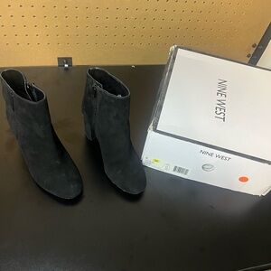 Nine West Suede Black Ankle Booties